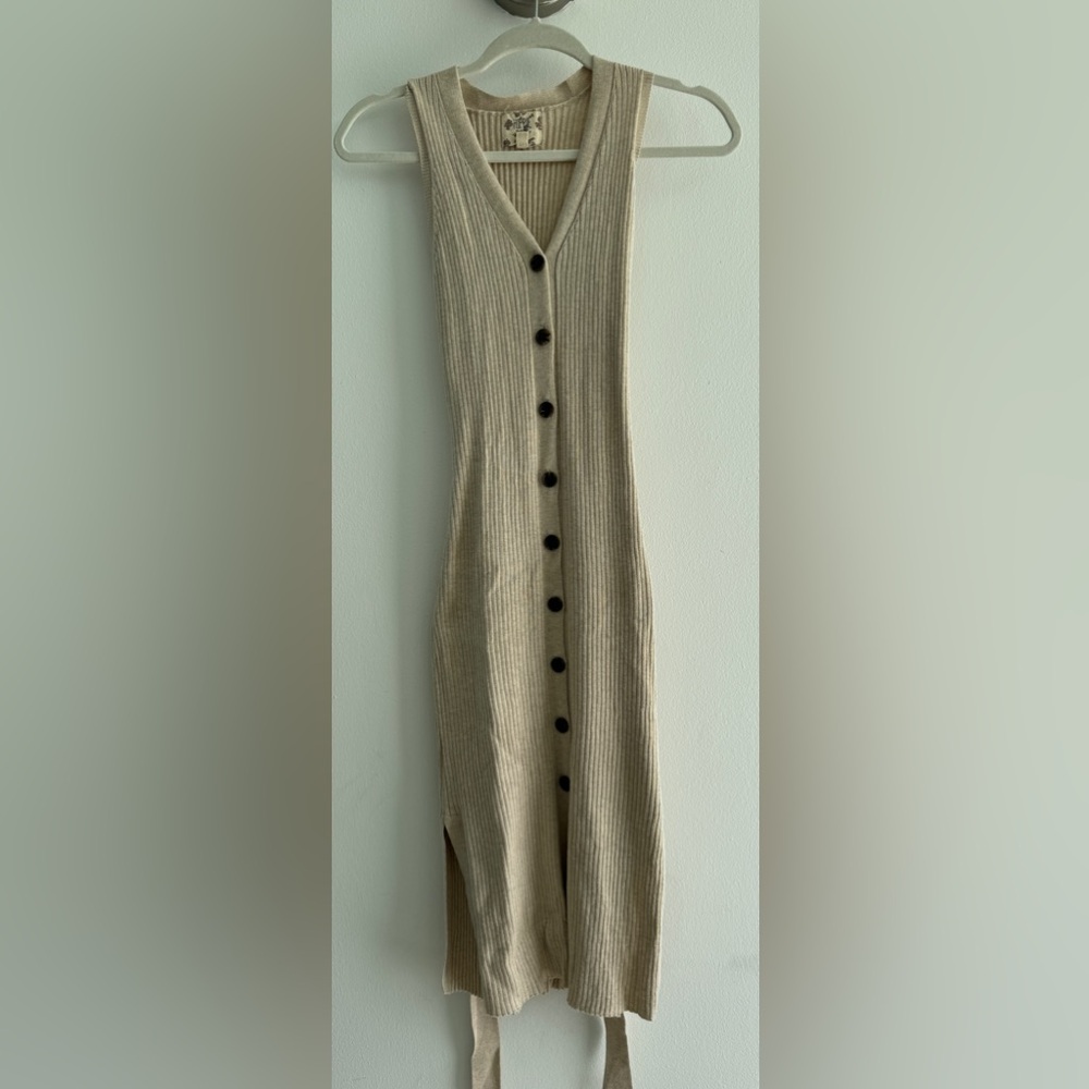 Beige Dress Button front details